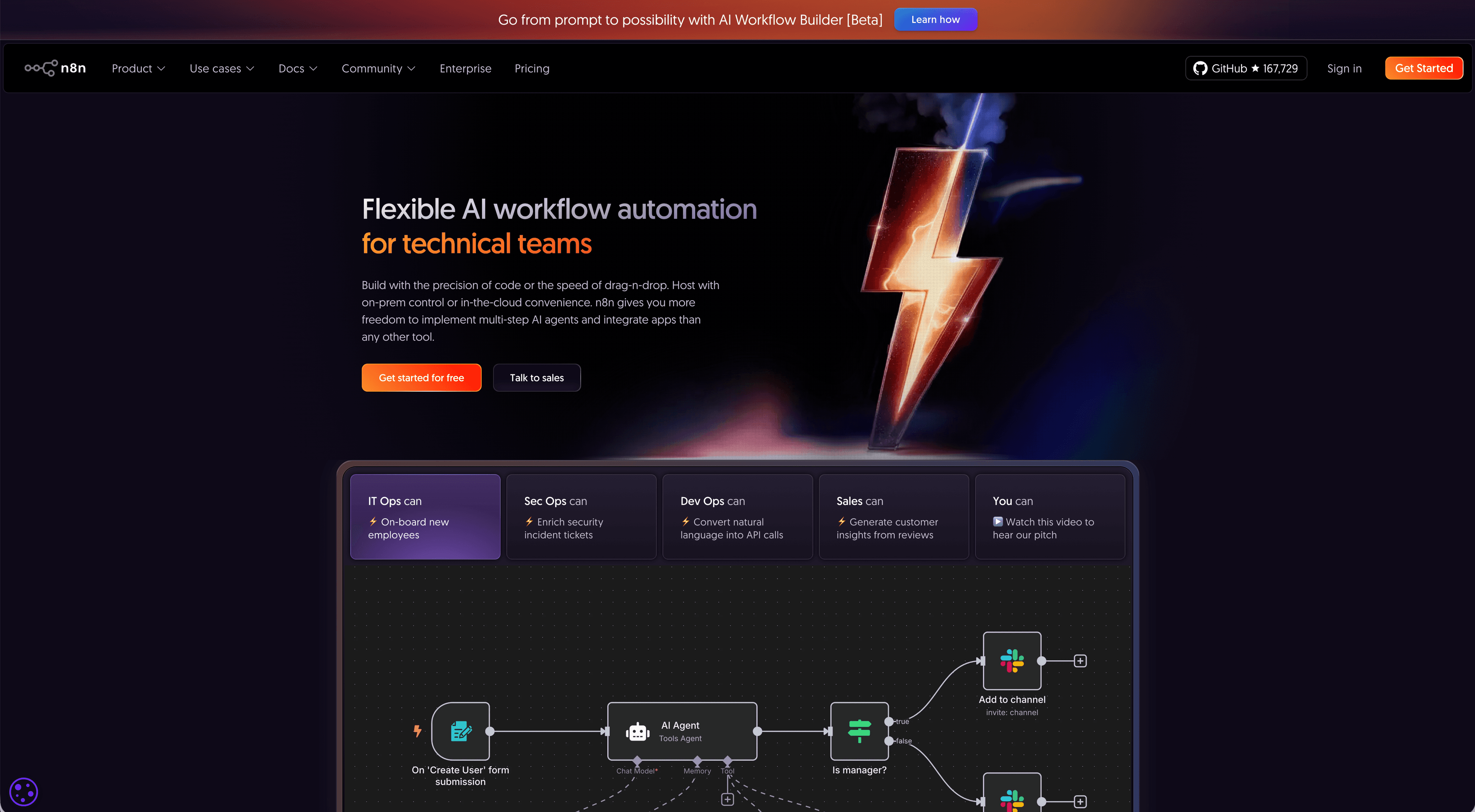 Screenshot of the n8n website.